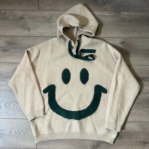 Alicedudu Beige Smiley Face Hooded Sweatshirt Size Large